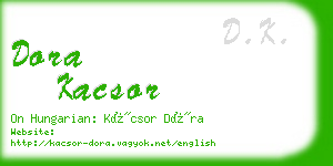 dora kacsor business card